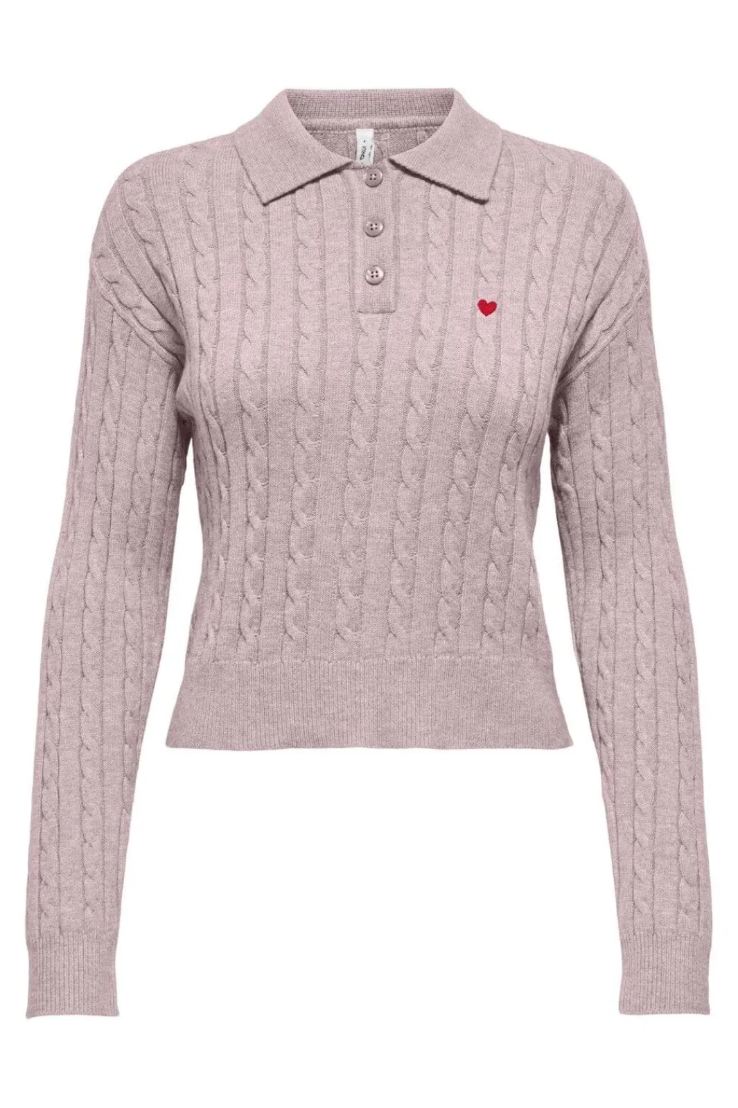 Sale Only Onlkatia Ls Cable Polo Cc Knt 4959340 Burnished Lilac Mel/True Red Heart Emb/Dtm Button