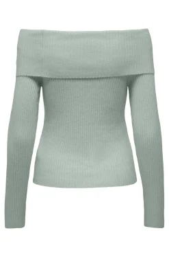 New Only Onlkatia Ls Off Shoulder Knt Nca 4677040 Aqua Gray