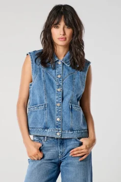 Hot Only Onlkennedy Sl Waistcoat 4072086 Medium Blue Denim