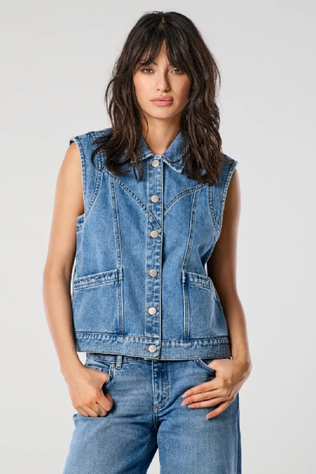 Hot Only Onlkennedy Sl Waistcoat 4072086 Medium Blue Denim