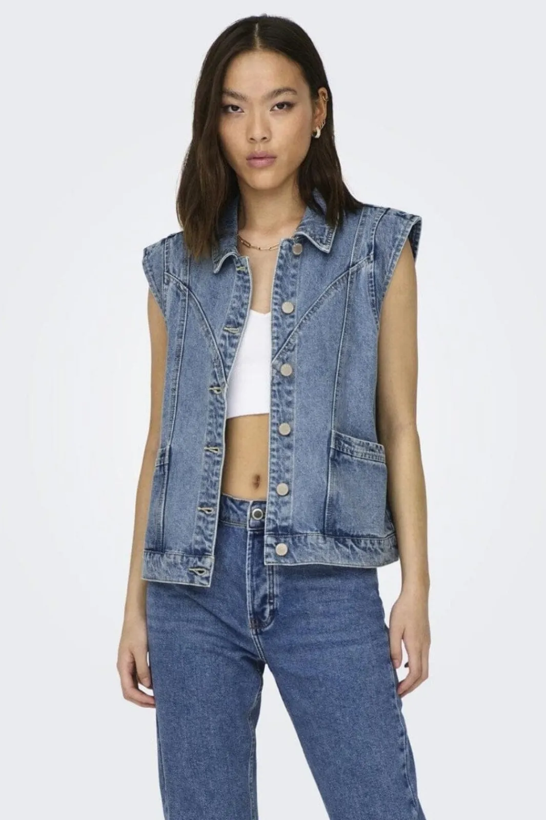 Hot Only Onlkennedy Sl Waistcoat 4072086 Medium Blue Denim