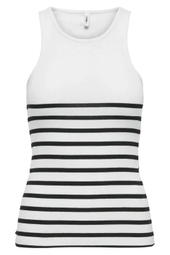 Only Onlkenya Rib Stripe Tank Top 4452882 Bright White Black