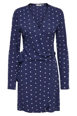 Best Only Onlkeshav L/S V-Neck Wrap Dress 4990984 Patriot Blue Dots