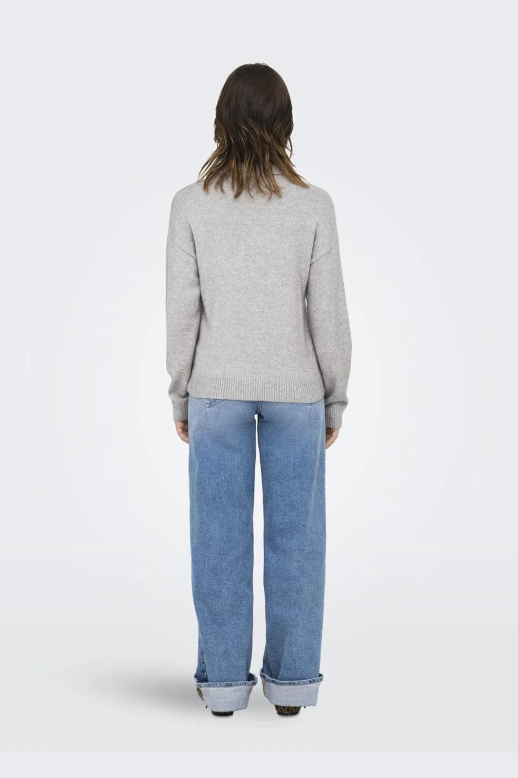 Online Only Onllana Polo Ls Pullover Knt 4845166 Light Grey Melange