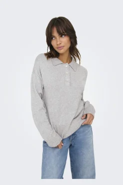 Online Only Onllana Polo Ls Pullover Knt 4845166 Light Grey Melange