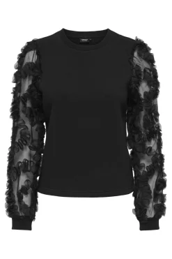 New Only Onllavin L/S O-Neck Mix Swt 4896223 Black Black Mesh Sleeves