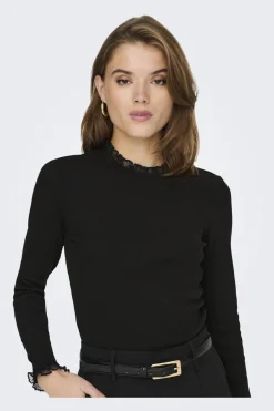 Online Only Onlleslie L/S Lace Mix Top 4141119 Black