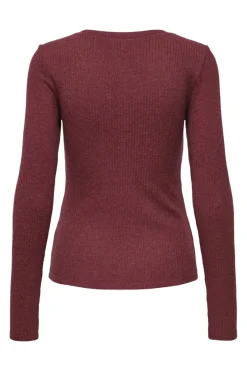 New Only Onllinea L/S O-Neck Button Top Cc 4852785 Cabernet Melange