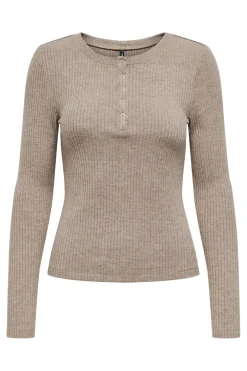 Only Onllinea L/S O-Neck Button Top Cc 4806160 Brown Lentil Melange