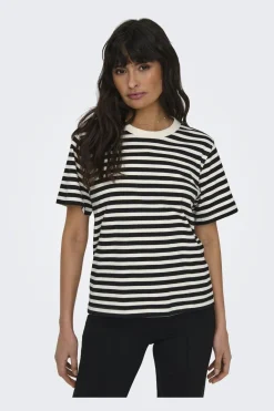 Only Onllivina S/S Stripe Tee 4022400 Cloud Dancer Black Stripes