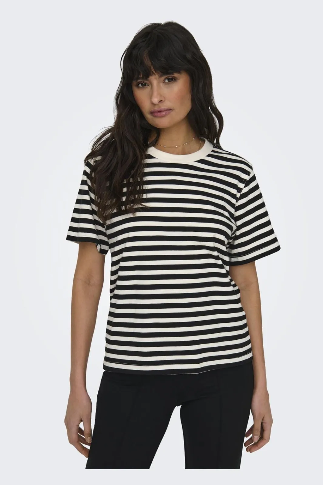 Only Onllivina S/S Stripe Tee 4022400 Cloud Dancer Black Stripes