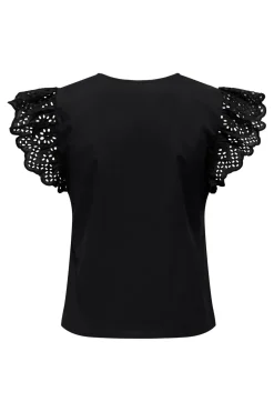 Best Only Onllou Life Emb S/S Frill Top 4415684 Black