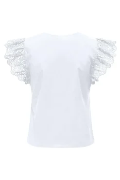 New Only Onllou Life Emb S/S Frill Top 4428001 Bright White