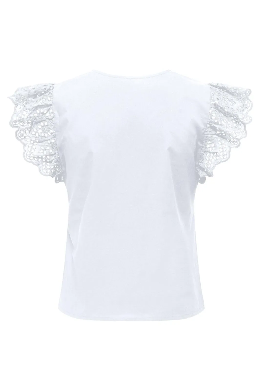 New Only Onllou Life Emb S/S Frill Top 4428001 Bright White