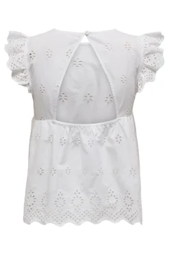Discount Only Onllou Life Emb S/S Open Back Top 4689283 Bright White