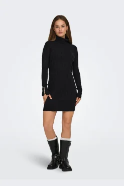 Clearance Only Onllouis Ls Rollneck Cable Dress At Knt 4932263 Black