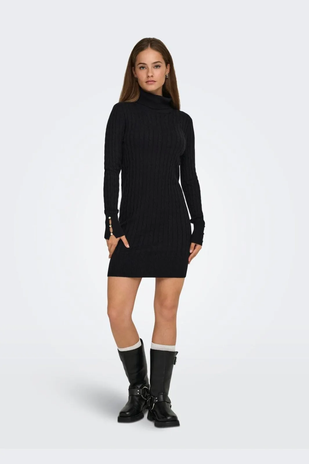 Clearance Only Onllouis Ls Rollneck Cable Dress At Knt 4932263 Black