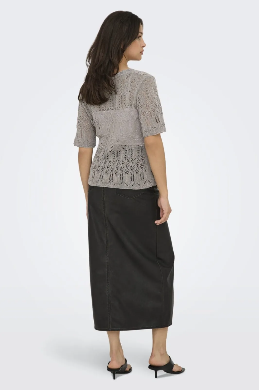Discount Only Onllovely Ss Glitter Button Top Knt 4916203 Weathered Teak Silver