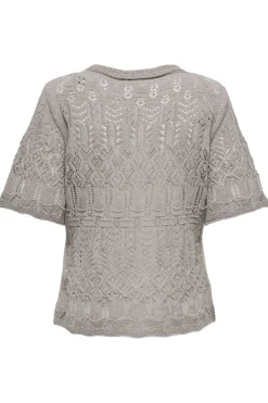 Discount Only Onllovely Ss Glitter Button Top Knt 4916203 Weathered Teak Silver
