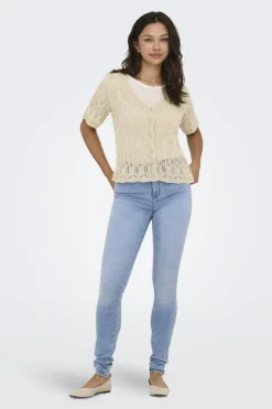 Clearance Only Onllovely Ss Glitter Button Top Knt 4915647 Cloud Dancer Gold