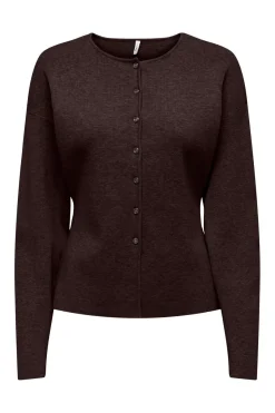 Hot Only Onllucy Ls O-Neck Cardigan Knt 5081459 Chocolate Torte Dtm Buttons