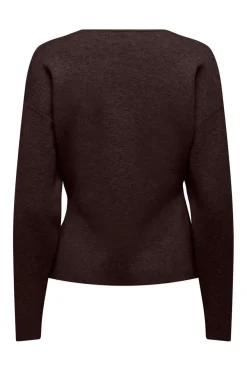Hot Only Onllucy Ls O-Neck Cardigan Knt 5081459 Chocolate Torte Dtm Buttons