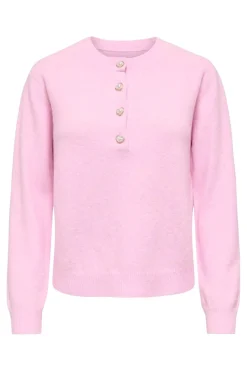 Hot Only Onlmacey Ls Oneck Half Button Knt 5030571 Bonbon Heart Buttons / Melange