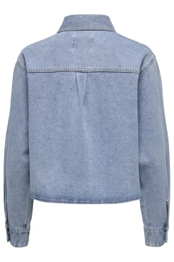 Hot Only Onlmaggiemay L/S Rhinest Shirt 4849399 Light Blue Denim