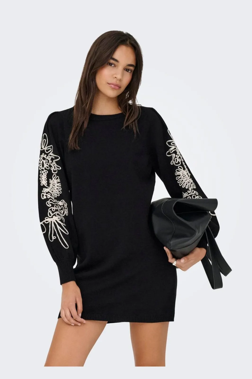Clearance Only Onlmagnolia Ls Detail Dress Knt 4985695 Black Ecru