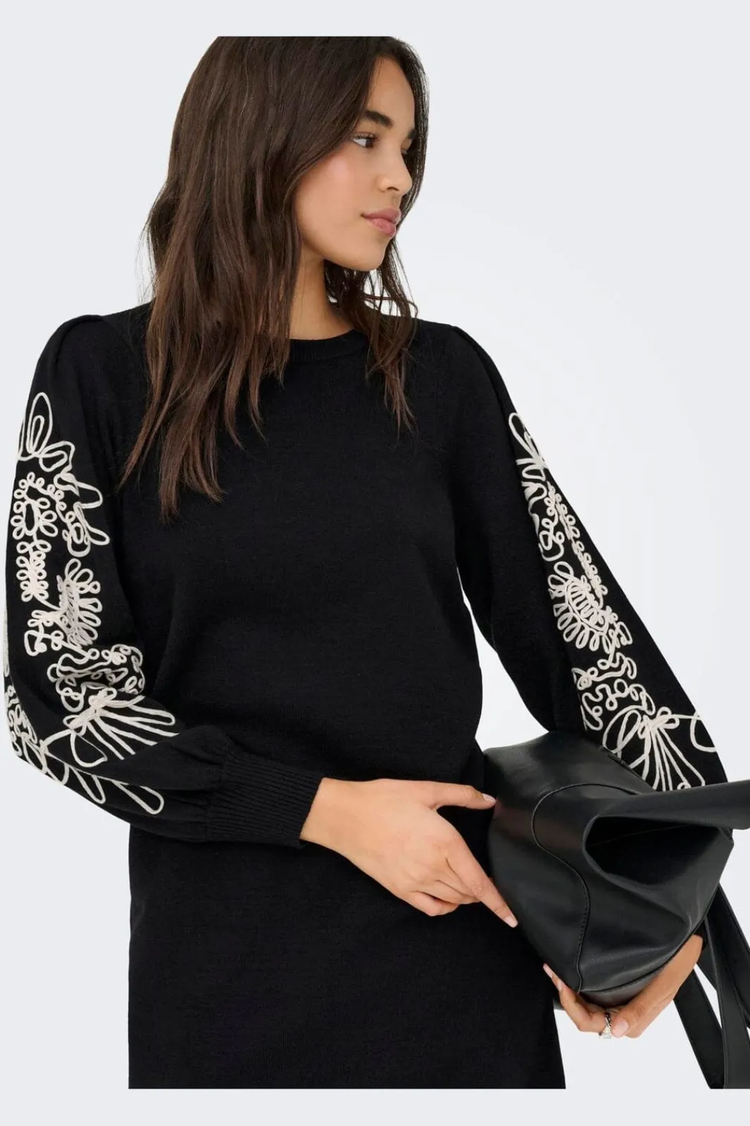 Clearance Only Onlmagnolia Ls Detail Dress Knt 4985695 Black Ecru