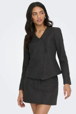 Clearance Only Onlmaika L/S Asym Fit Jacket Ox 4929080 Dark Grey Melange