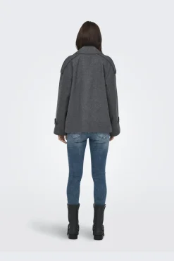 Discount Only Onlmaisy Short Wool Life Trench Nc 4676910 Dark Grey Melange Black Lining