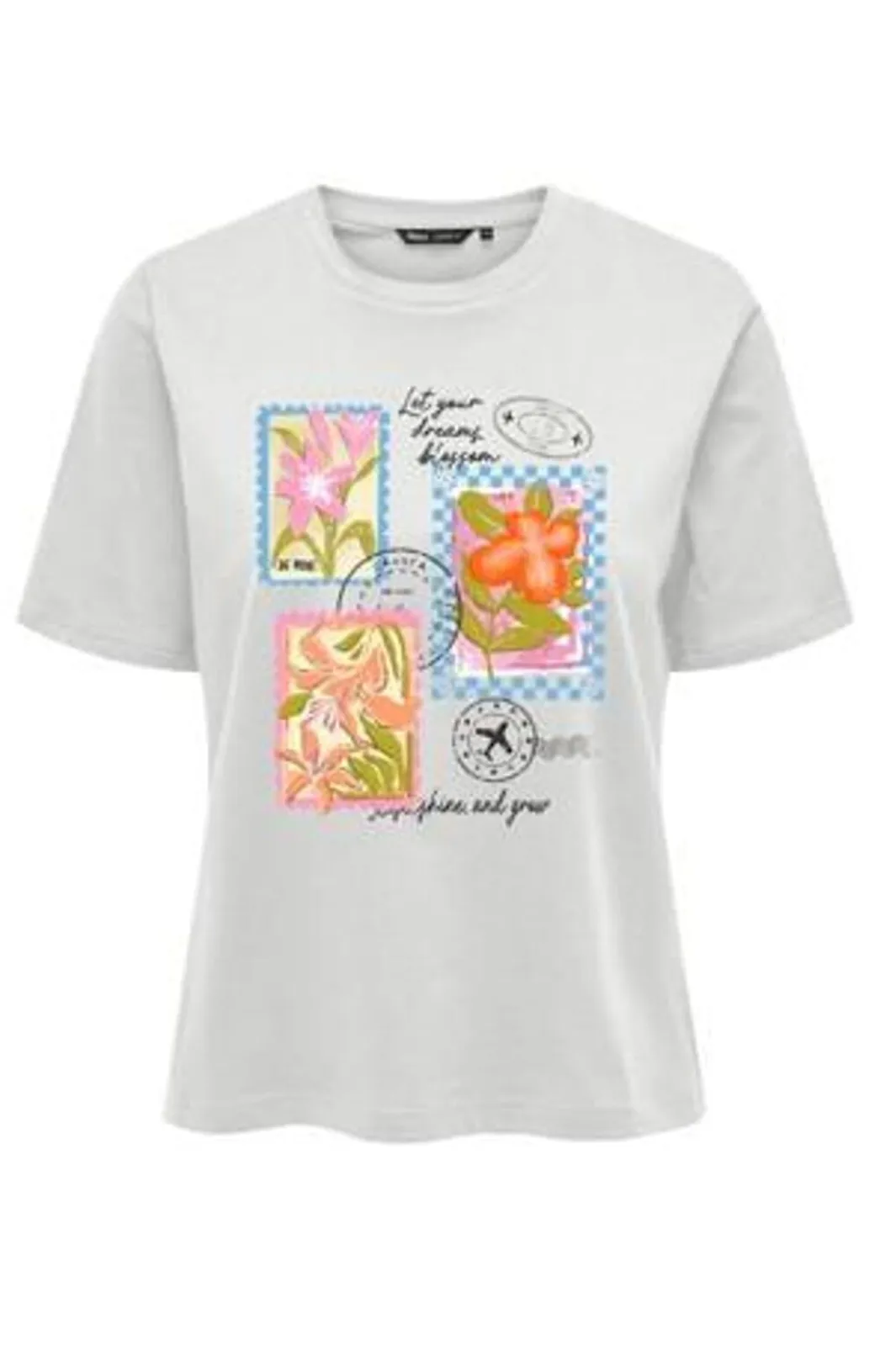 Hot Only Onlmaya Flower S/S Tee Box 4945892 Cloud Dancer Flower Stamps