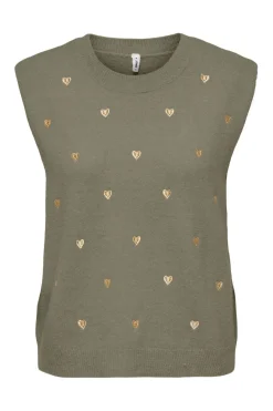 Best Only Onlmelody Sl Embroidery O-Neck Knt 4919770 Mermaid Light Gold Hearts