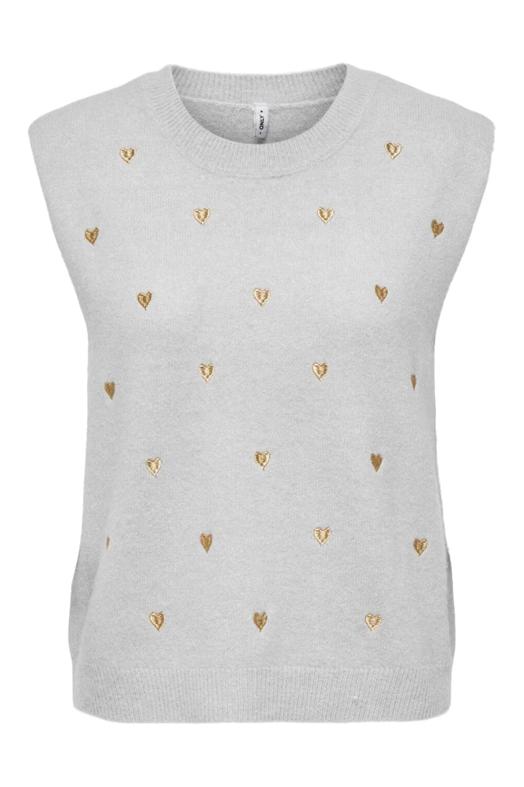 Online Only Onlmelody Sl Embroidery O-Neck Knt 4919768 Light Grey Melange Light Gold Hearts