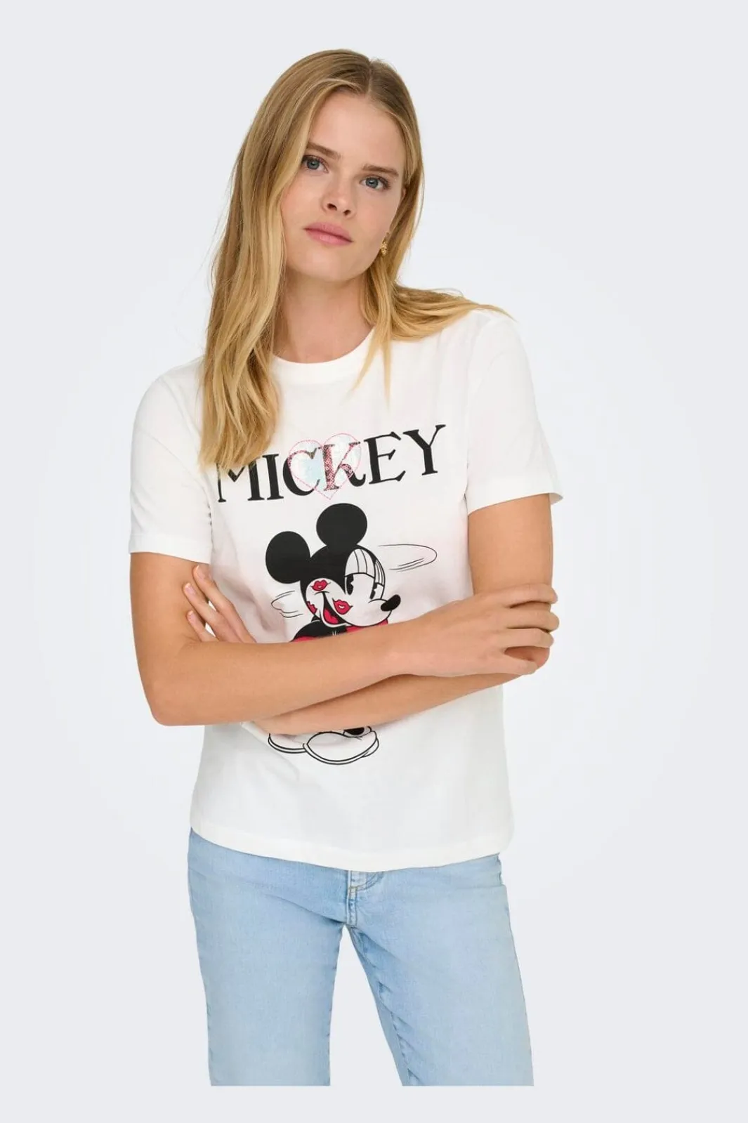 Discount Only Onlmickey Reg S/S Valentine Lux 4965027 Cloud Dancer Mickey In Love