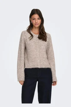 Hot Only Onlmiggie Ls O-Neck Pearl Cardi Knt 5039863 Malt Ball Melange/Fmop