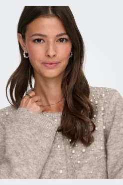Hot Only Onlmiggie Ls O-Neck Pearl Cardi Knt 5039863 Malt Ball Melange/Fmop