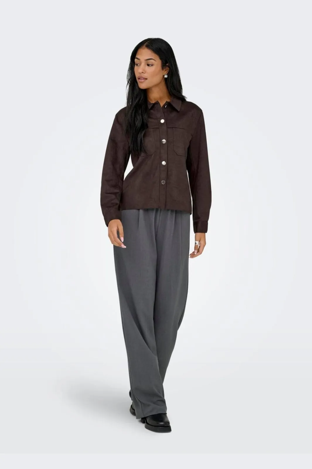 Best Only Onlmira L/S Faux Suede Shirt 4962108 Coffee Bean