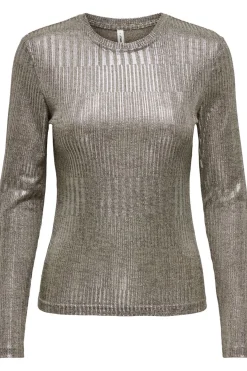Best Only Onlmirinda L/S O-Neck Top 4602126 Humus Melange + Silver Metallic