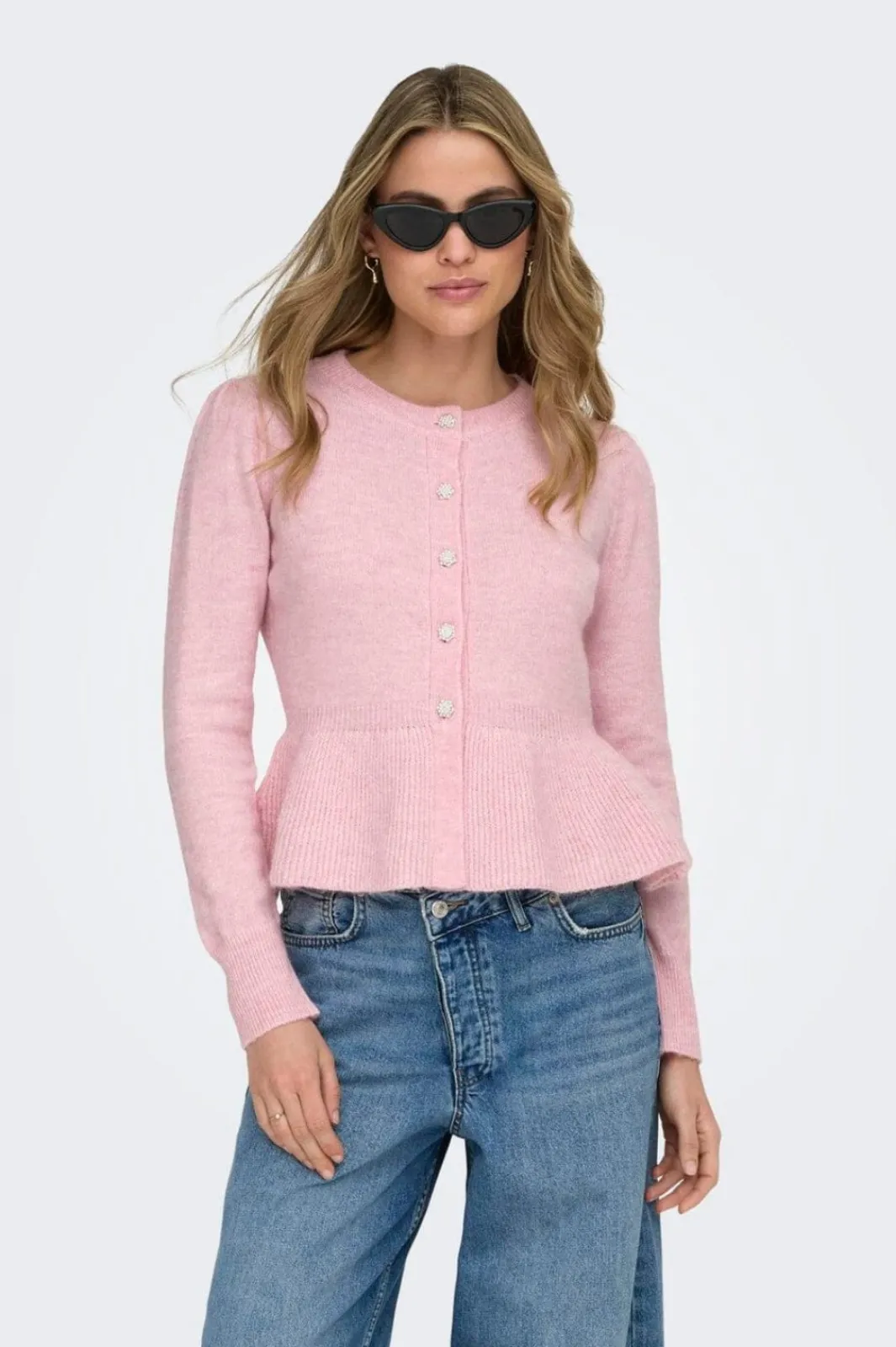 Online Only Onlmonique Life Ls Peplum Cardi Knt 5026560 Romance Rose Melange