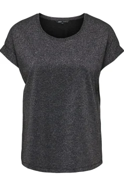 Online Only Onlmoster Glitter S/S Top 4898718 Black Silver Lurex