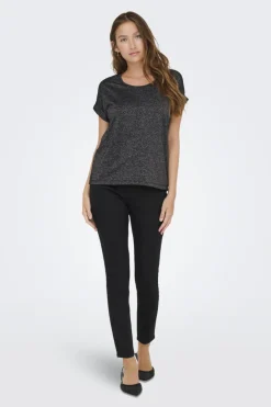Online Only Onlmoster Glitter S/S Top 4898718 Black Silver Lurex