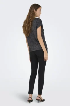 Online Only Onlmoster Glitter S/S Top 4898718 Black Silver Lurex