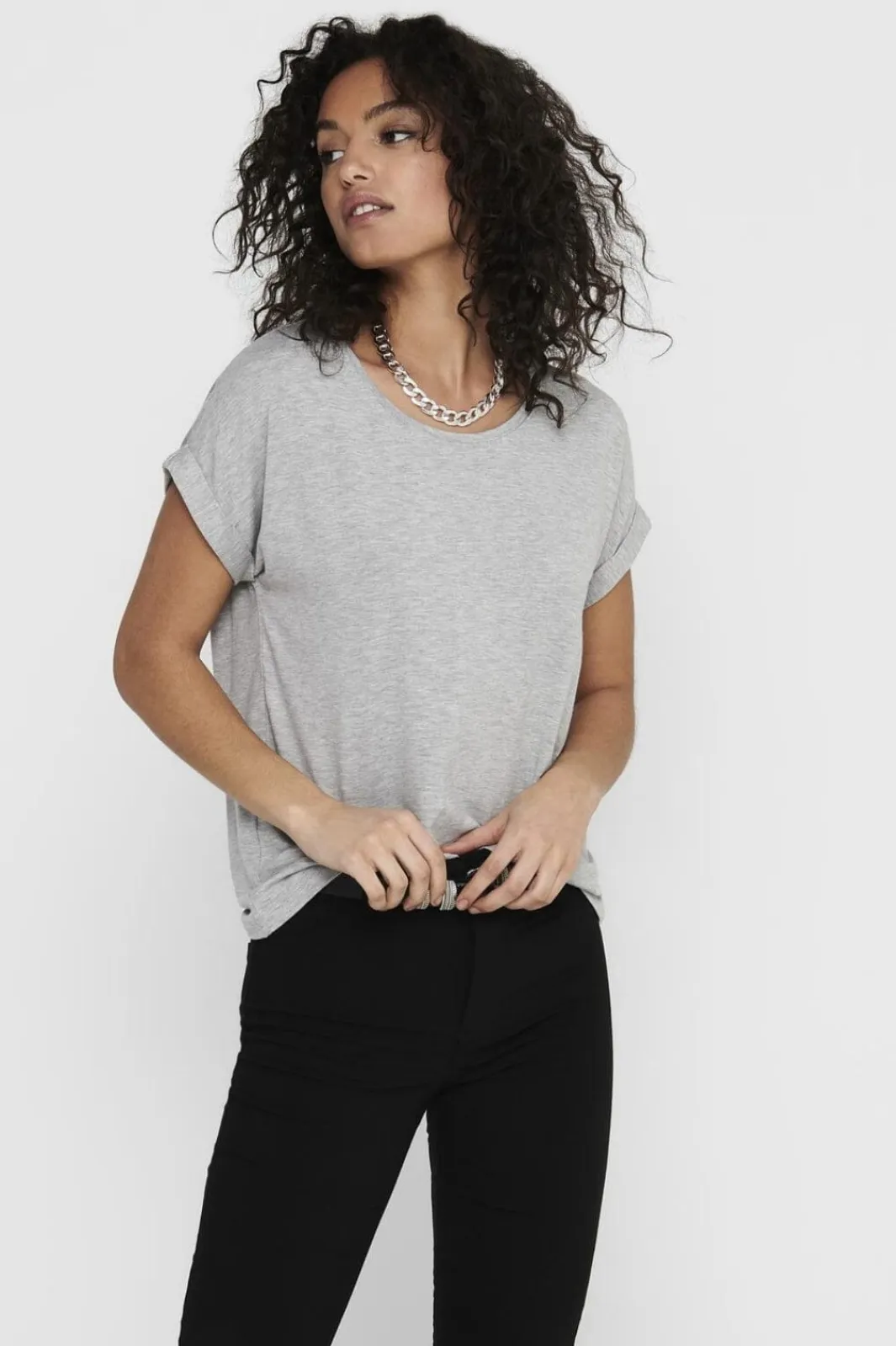 Only Onlmoster S/S O-Neck Top 2079283 Light Grey Melange