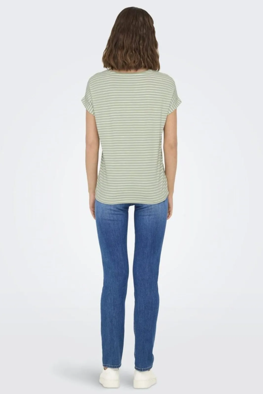 Discount Only Onlmoster Stripe S/S O-Neck Top 4693929 Laurel Green Cloud Dancer