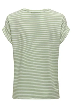 Discount Only Onlmoster Stripe S/S O-Neck Top 4693929 Laurel Green Cloud Dancer