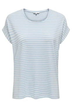 New Only Onlmoster Stripe S/S O-Neck Top 4693916 Clear Sky Cloud Dancer