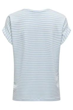 New Only Onlmoster Stripe S/S O-Neck Top 4693916 Clear Sky Cloud Dancer