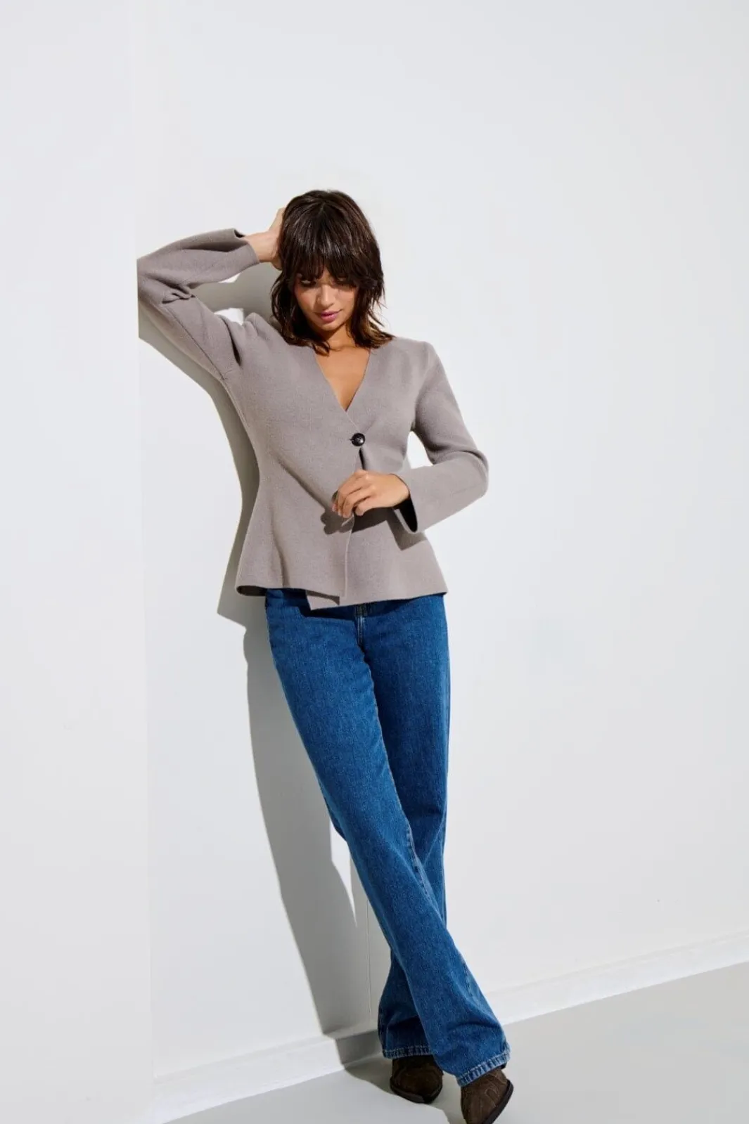 Best Only Onlmyera Life Ls One Button Cardigan Knt 4863455 Moon Rock Melange